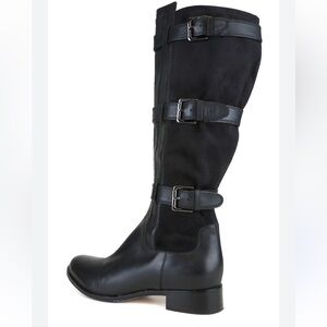 Cole Haan Z1259* Avalon Tall Leather Black Women Boots Size 11 B Block Heel Moto